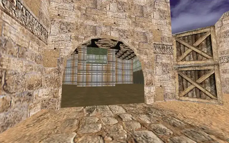 Doom's Hangar opening up to de_dust2.